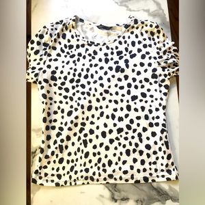Black & white, poke-a-dot, form fitting top- by Shein. New, no tag. Size L.